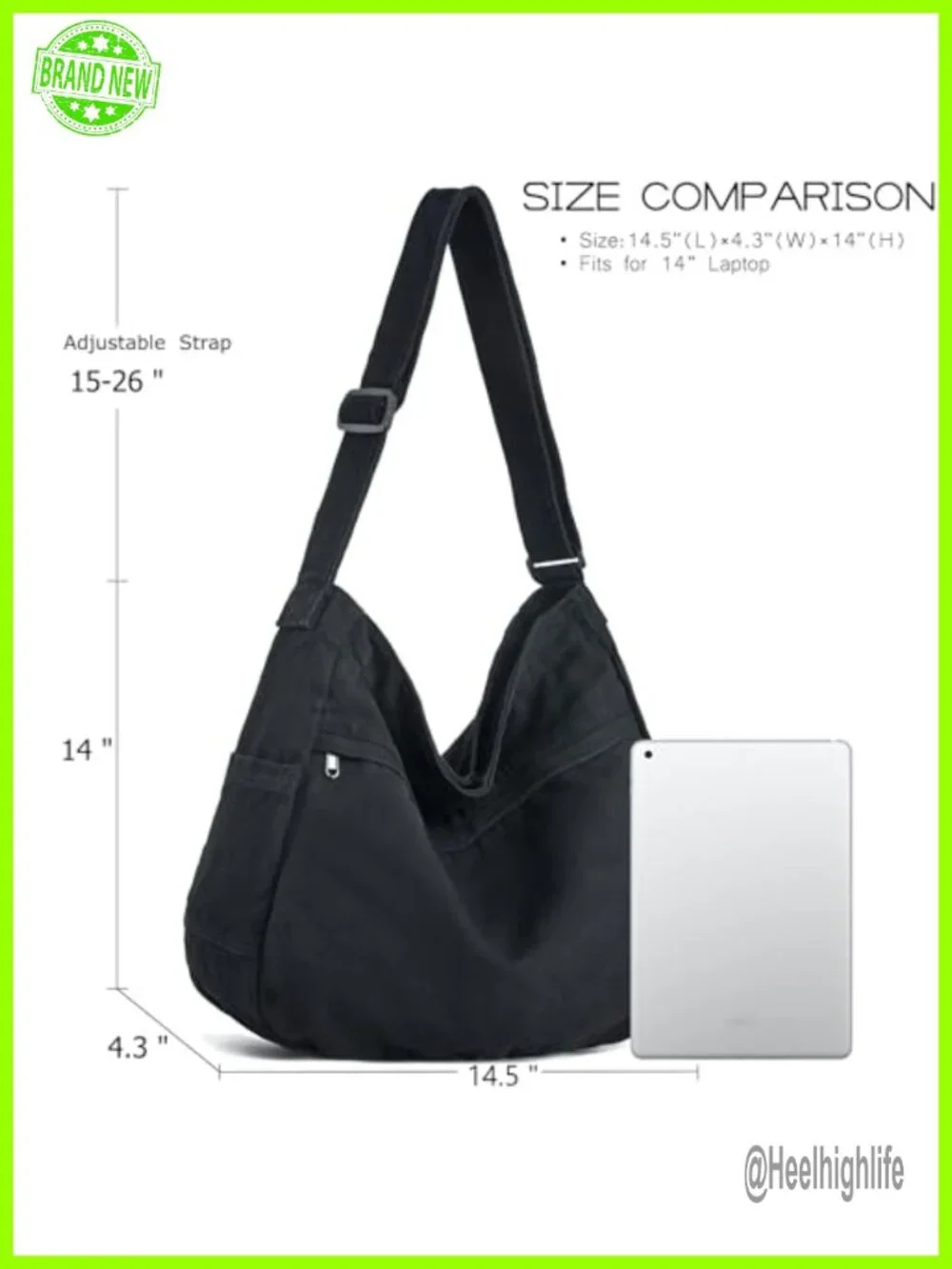 Large Canvas Hobo Crossbody Tote Messenger Bag Shoulder Handbag